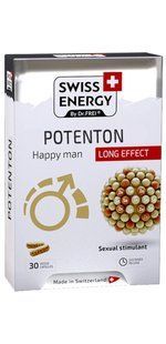 Поддержка потенции для мужчин, Potenton, blister, Swiss Energy, комплекс продленного действия, 30 веганских капсул. купить в Киеве и Украине