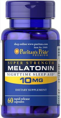 Мелатонін, Melatonin, Puritan's Pride, 10 мг, 60 капсул