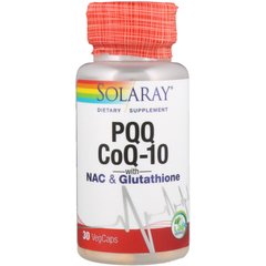 Вітамін B14 та кофермент Q10 з N-ацетилцистеїном та глутатіоном Solaray (PQQ CoQ-10 with NAC & Glutathione) 30 капсул