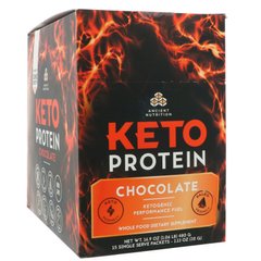 Keto Protein, кетогенное топливо, шоколад, Dr. Axe / Ancient Nutrition, 15 отдельных порционных пакетиков, 1,13 унц. (32 г) каждый купить в Киеве и Украине