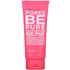 Formula 10.0.6, Pores Be Pure, що очищає шкіру грязьова маска, полуниця + деревій, 3,4 рідких унції (100 мл)