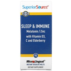 Superior Source, Sleep & Immune, 90 мікролінгвальних розплавів, що миттєво розчиняються.