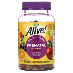 Alive, Пренатальний мультивітамін з рослинної ДГК, жувальних цукерок, зі смаком полуниці / лимона, Nature's Way, 90 жувальних цукерок