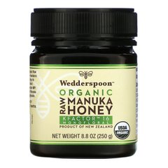 Органічний сирий мед манука, Organic Raw Manuka Honey, KFactor 16, Wedderspoon, 250 г