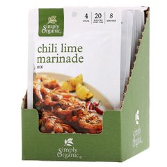 Суміш спецій для маринаду «Перець чилі і лайм», Simply Organic, 12 пакетиків, 28 г кожен