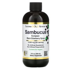 Сироп з чорної чорної бузини California Gold Nutrition (Sambucus European Black Elderberry Syrup) 2500 мг 240 мл