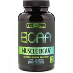 Аминокислоты ВСАА восстановление мышц Zhou Nutrition (Muscle BCAA) 2500 мг 120 вегетарианских капсул купить в Киеве и Украине