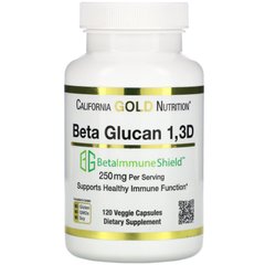 Бета-глюкан California Gold Nutrition (Beta Glucan 1-3D with Beta-ImmuneShield) 250 мг 120 растительных капсул купить в Киеве и Украине