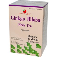 Травяной чай с экстрактом листьев гинкго билоба, Health King, 20 пакетиков, 32 г (1,12 унции)