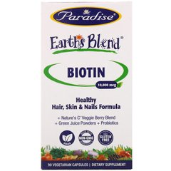 Біотин, Earth's Blend, Biotin, Paradise Herbs, 10000 мкг, 90 вегетаріанських капсул