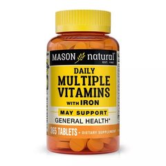 Мультивитамины с железом Mason Natural (Daily Multiple Vitamins With Iron) 365 таблеток купить в Киеве и Украине