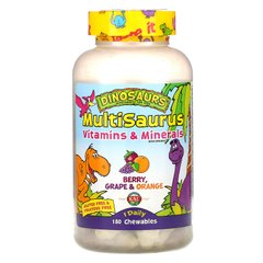 Вітаміни та мінерали для дітей, ягоди, виноград і апельсин, Kids MultiSaurus Vitamins & Minerals Berry, Grape & Orange Flavor, KAL, 180 жувальних цукерок