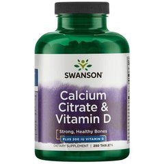 Кальцій цитрат і вітамін Д, Calcium Citrate, Vitamin D, Swanson, 250 таблеток