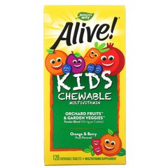 Alive! Детский жевательный мультивитамин, вкус апельсина и ягод, Nature's Way, 120 жевательных таблеток купить в Киеве и Украине