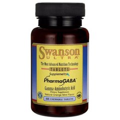 Гамма-аміномасляна кислота, PharmaGABA, Swanson, 100 мг, 60 жувальних