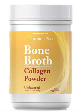 Колагеновий порошок кісткового бульйону, Bone Broth Collagen Powder, Puritan's Pride, 450 г