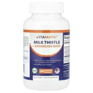 Vitamatic, Milk Thistle + Dandelion Root, 180 Vegetarian Capsules купить в Киеве и Украине