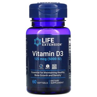 Витамин Д3 Life Extension (Vitamin D3) 5000 МЕ 60 гелевых капсул купить в Киеве и Украине