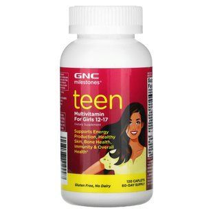 GNC, Milestones, multivitamins for teenagers, for girls 12-17 years old, 120 capsules