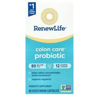 Renew Life, Пробіотик Ultimate Flora для догляду за товстою кишкою, 80 мільярдів КУО, 60 вегетаріанських капсул