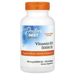 Vitamin D3 Doctor's Best (Vitamin D3) 125 mcg (5000 IU) 720 softgels