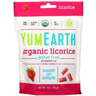 Жевательные конфеты со вкусом клубники органик YumEarth (Organic Licorice Strawberry) 142 г купить в Киеве и Украине