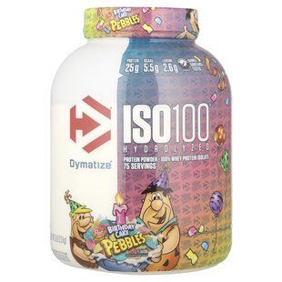 ISO100 hydrolyzed 100% isolate whey protein, birthday cake, Dymatize Nutrition, 2.3 kg