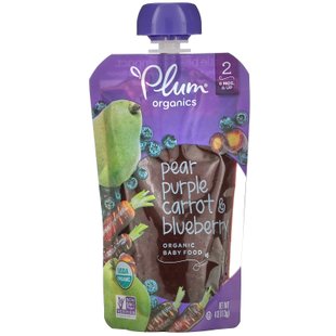 Детское пюре из черники груши моркови Plum Organics (Organic Baby Food Stage 2) 113 г купить в Киеве и Украине