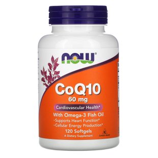 Коэнзим Q10 с рыбьим жиром Now Foods (CoQ10) 120 капсул купить в Киеве и Украине