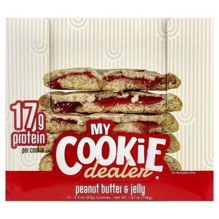My Cookie Dealer Protein, протеїнове печиво, арахісова паста й желе, 12 шт. печива по 63 г (2,2 унції)