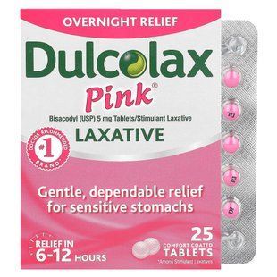 Dulcolax, Pink Laxative, 5 mg, 25 Comfort Coated Tablets купить в Киеве и Украине