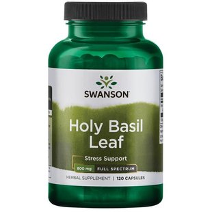 Листья Базилика, Full Spectrum Holy Basil Leaf (Tulsi), Swanson, 400 мг, 120 капсул купить в Киеве и Украине