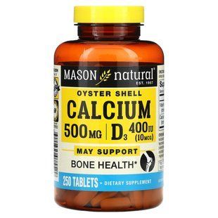 Mason Natural, Oyster Shell Calcium Plus D3, 250 Tablets купить в Киеве и Украине