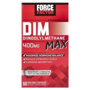 Force Factor, Fundamentals, DIM Max, 400 мг, 60 рослинних капсул (200 мг в 1 капсулі)