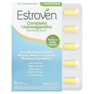 Estroven, Complete iHerb, средство для поддержки при менопаузе с ашвагандой, 30 капсул купить в Киеве и Украине