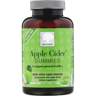 Жевательные конфеты с яблочным сидром, Apple Cider Gummies, Apple Flavor, New Nordic, 60 жевательных конфет купить в Киеве и Украине