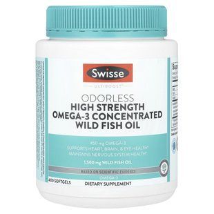 Swisse, Ultiboost&reg;, Odorless High Strength Omega-3 Concentrated Wild Fish Oil , 1,500 mg , 400 Softgels купить в Киеве и Украине