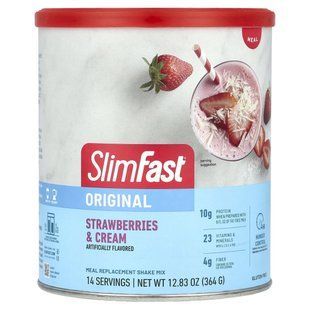 SlimFast, Original, замінник їжі, суміш для приготування коктейлю, полуниця та вершки, 364 г (12,83 унції)