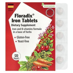 Gaia Herbs, Floradix, iron, 120 tablets