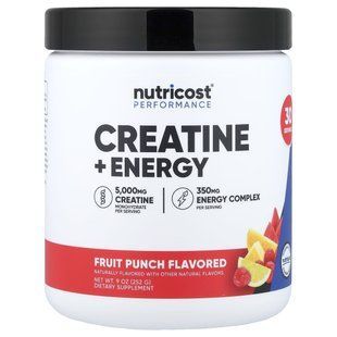 Nutricost, Performance, Creatine + Energy, Fruit Punch, 9 oz (252 g) купить в Киеве и Украине