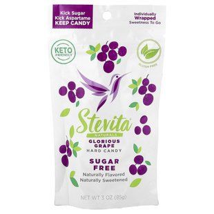 Stevita, Naturals, Sugar Free Hard Candy, Glorious Grape, 3 oz (85 g)