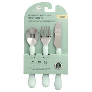 Green Sprouts, Stainless Steel & Sprout Ware&reg; Kids' Cutlery, 12+ Months, 3 Pieces