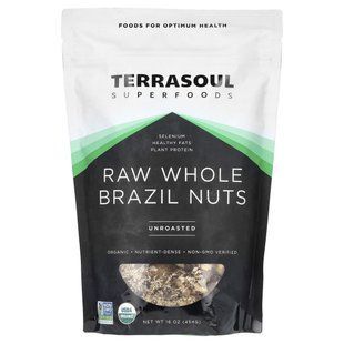 Terrasoul Superfoods, необроблені цілі бразильські горіхи, несмажені, 454 г (16 унцій)