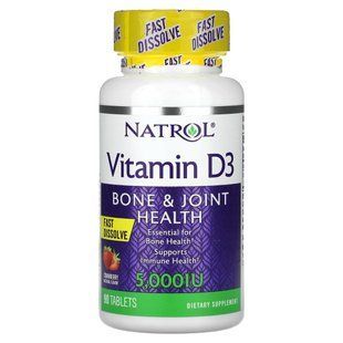 Витамин D3 Natrol (Vitamin D3) 5000 МЕ 90 таблеток со вкусом клубники купить в Киеве и Украине