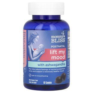 Mommy's Bliss, Postnatal, Lift My Mood Gummies with Ashwagandha, Natural Raspberry, 60 Gummies купить в Киеве и Украине