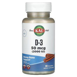 Cinnamon flavored Vitamin D-3 KAL (Vitamin D-3) 2000 IU 100 chewable tablets