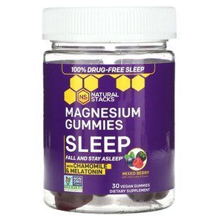 Natural Stacks, Magnesium Gummies, Sleep, Mixed Berry, 30 Vegan Gummies купить в Киеве и Украине