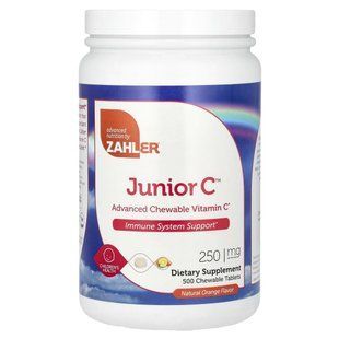 Zahler, Junior C, Advanced Chewable Vitamin C, Natural Orange, 250 mg, 500 Chewable Tablets купить в Киеве и Украине
