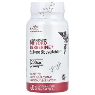 Nature's Fusions, Nutri, Ceylon Cinnamon, Dihydro Berberine+, 200 mg, 60 Vegan Capsules купить в Киеве и Украине