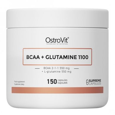 Амінокислота BCAA + глютамін, BCAA + GLUTAMINE, OstroVit, 1100 мг, 150 капсул
